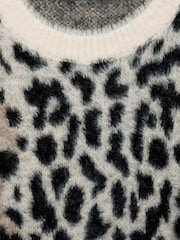 Mango Black Animal Print Fluffy Jumper - Image 6 of 6
