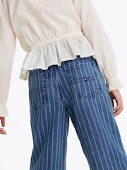 Tommy Hilfiger Blue Wide Leg Stripe 100% Cotton Jeans - Image 4 of 8