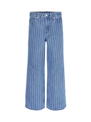 Tommy Hilfiger Blue Wide Leg Stripe 100% Cotton Jeans - Image 6 of 8
