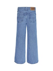 Tommy Hilfiger Blue Wide Leg Stripe 100% Cotton Jeans - Image 7 of 8