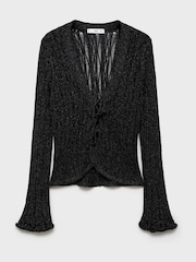 Mango Black Sparkle Cardigan With Bows - Image 5 of 6