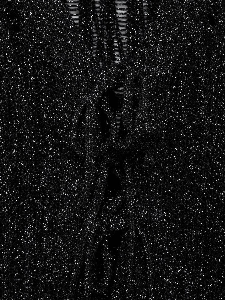 Mango Black Sparkle Cardigan With Bows - Image 6 of 6