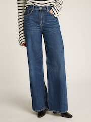 Tommy Hilfiger Blue High Rise Wide Leg 100% Cotton Jeans - Image 1 of 6