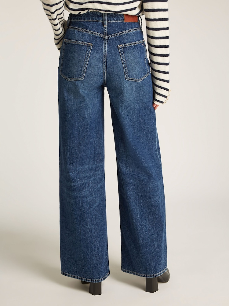 Tommy Hilfiger Blue High Rise Wide Leg 100% Cotton Jeans - Image 2 of 6