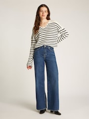 Tommy Hilfiger Blue High Rise Wide Leg 100% Cotton Jeans - Image 3 of 6