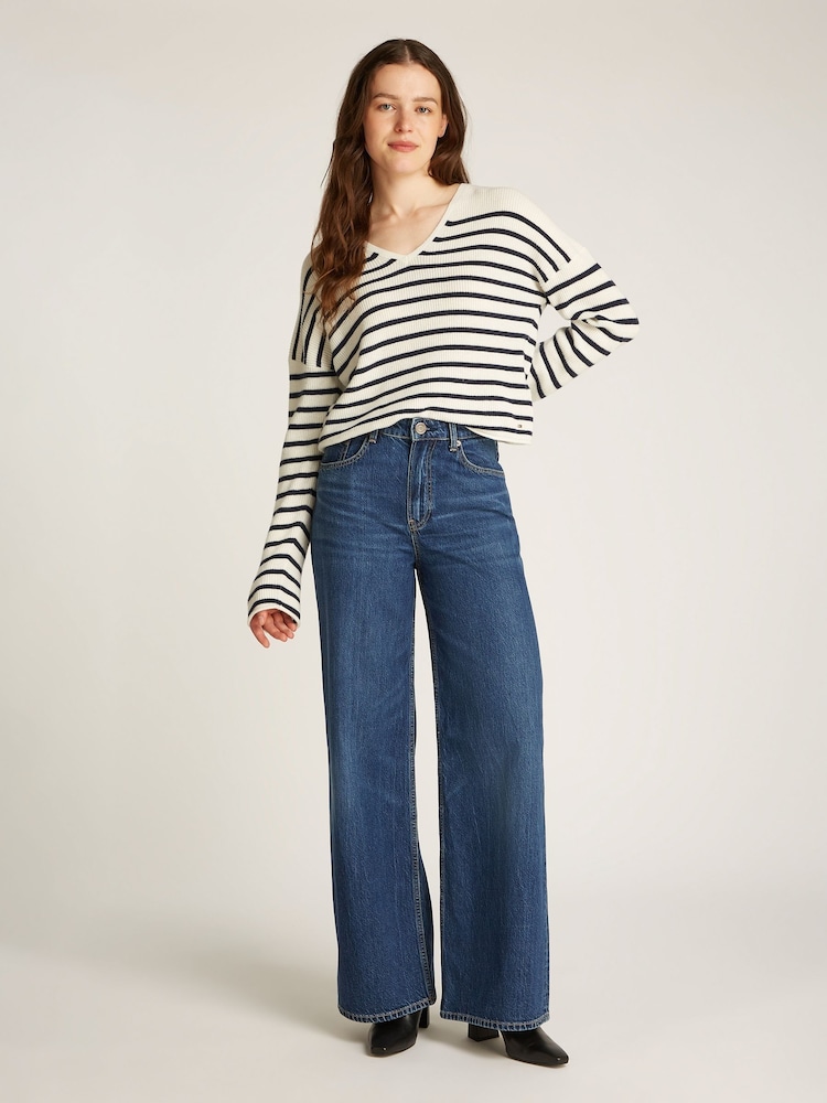 Tommy Hilfiger Blue High Rise Wide Leg 100% Cotton Jeans - Image 3 of 6