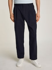 Tommy Hilfiger Blue Greenwich Wide Tapered Pleated Chino Trousers - Image 1 of 6