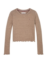 Tommy Hilfiger Brown Slim Long Sleeve Knit Top - Image 5 of 6