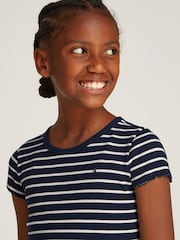 Белый - Tommy Hilfiger Ribbed Short Sleeve Knit Top - Изображение 3 из 5