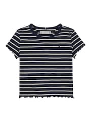 Белый - Tommy Hilfiger Ribbed Short Sleeve Knit Top - Изображение 4 из 5