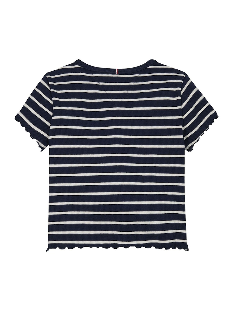 Белый - Tommy Hilfiger Ribbed Short Sleeve Knit Top - Изображение 5 из 5