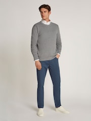 Grau - Tommy Hilfiger 100% Baumwoll-Rundhalspullover mit Fischgrätenmuster - Bild 3 von 6