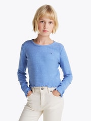 Azul - Blusa de malha fina de manga comprida Tommy Hilfiger - Imagem 1 de 6