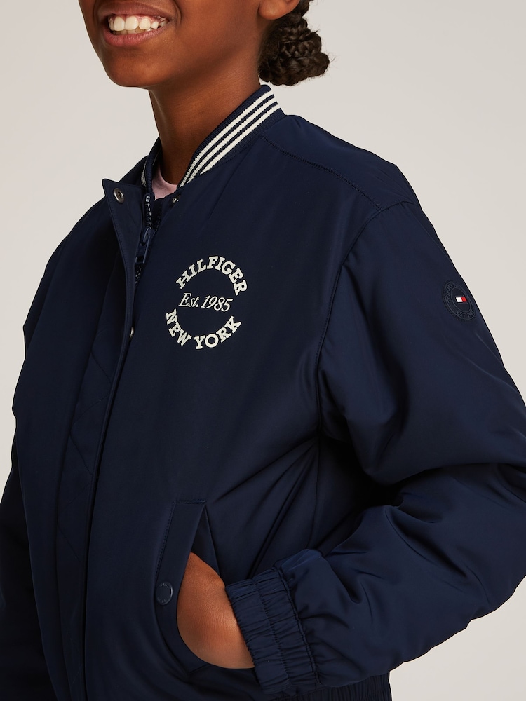 Satynowa kurtka bomberka Tommy Hilfiger w stylu uniwersyteckim - Image 3 of 5