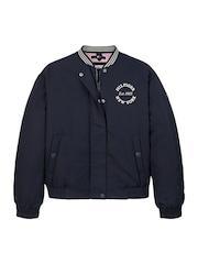 Tommy Hilfiger Blue Varsity Satin Bomber Jacket - Image 4 of 5