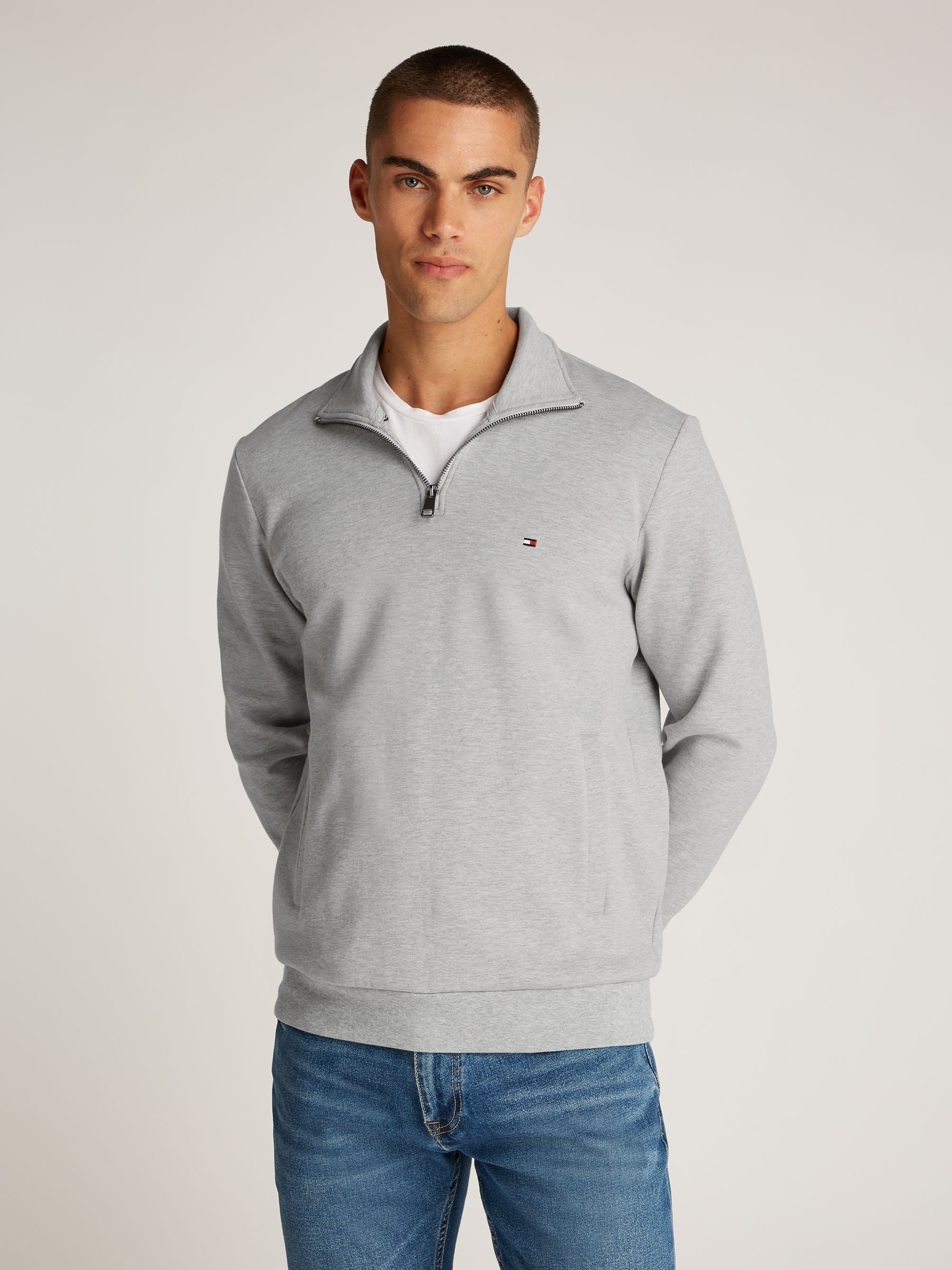 Tommy hilfiger half zip grey new arrivals