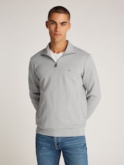 Tommy Hilfiger Grey Essential Quarter Zip Sweatshirt - Image 1 of 7
