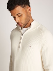 Tommy Hilfiger Cream Chunky Cotton Ribbed Nautical Jumper - Image 4 of 6