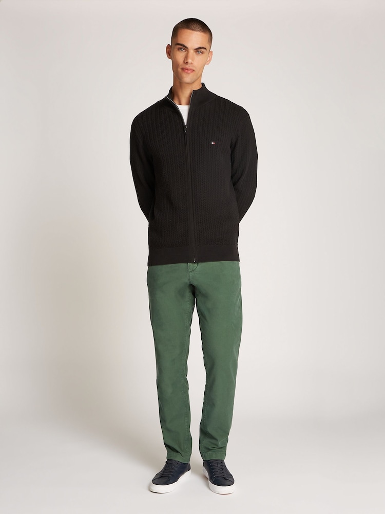 Tommy Hilfiger Black Herringbone 100% Cotton Zip Jumper - Image 4 of 6
