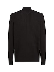 Tommy Hilfiger Black Herringbone 100% Cotton Zip Jumper - Image 6 of 6