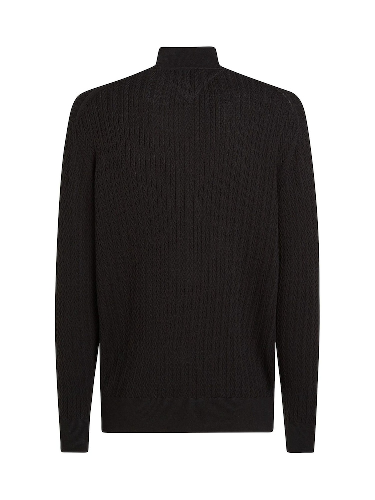 Tommy Hilfiger Black Herringbone 100% Cotton Zip Jumper - Image 6 of 6