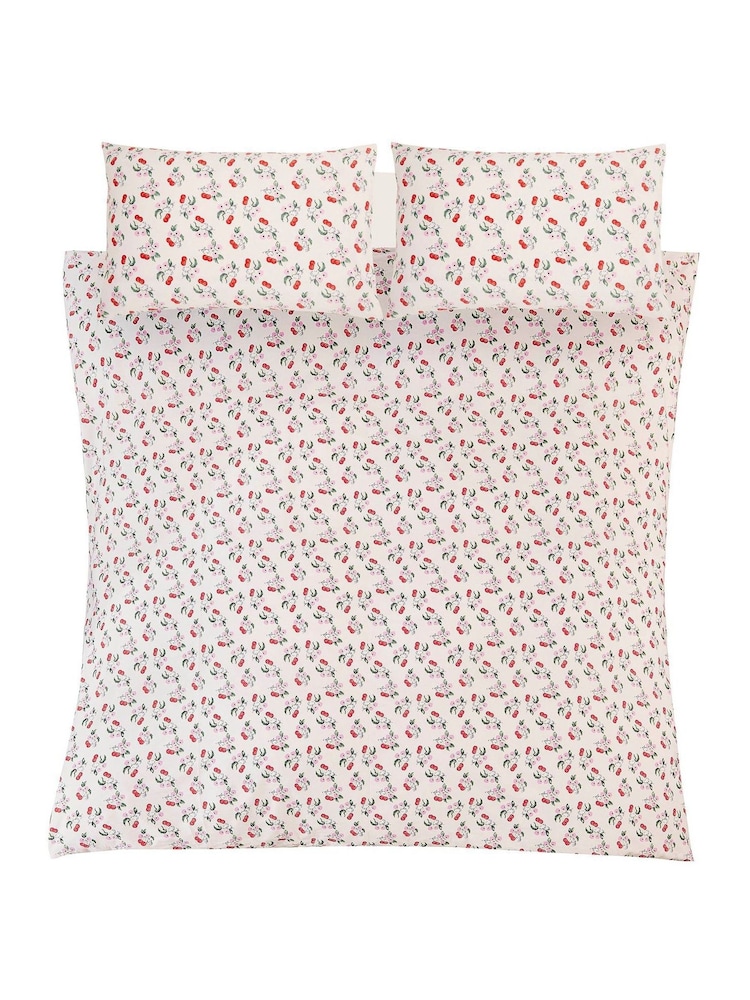 Cath Kidston Pink and Cream 100% Cotton Cherry Picked Duvet Cover and Pillowcase Set - Image 4 of 6