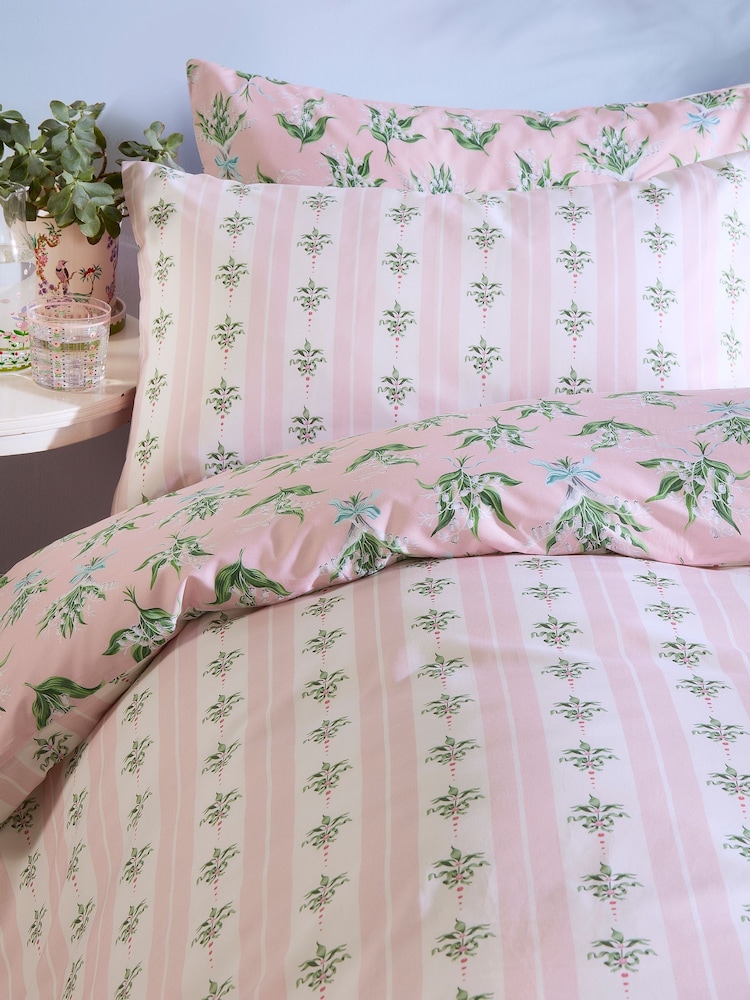 Cath Kidston Soft Pink 100% Cotton Lily Of The Valley Duvet Cover and Pillowcase Set - Image 2 of 6 Cath Kidston Soft Pink 100% Cotton Lily Of The Valley Duvet Cover and Pillowcase Set - Image 2 of 6