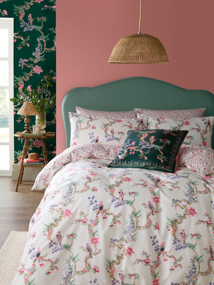 Cath Kidston Blush 100% Cotton Birds Of A Feather Duvet Cover and Pillowcase Set - Image 1 of 7 Cath Kidston Blush 100% Cotton Birds Of A Feather Duvet Cover and Pillowcase Set - Image 1 of 7