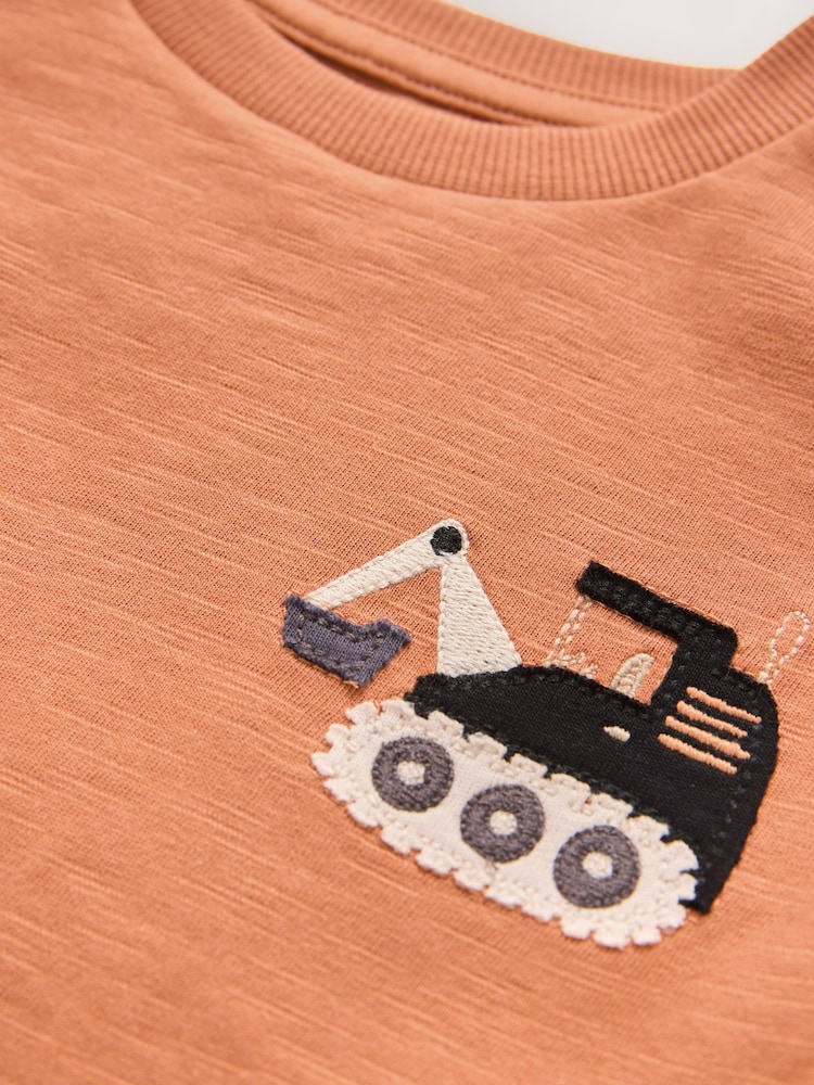 Orange Digger Short Sleeve Appliqué T-Shirt (3mths-7yrs) - Image 4 of 4