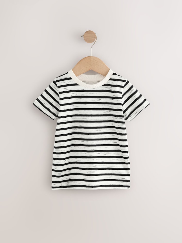 Black/White Short Sleeve Stripe T-Shirt (3mths-7yrs) - Image 1 of 4