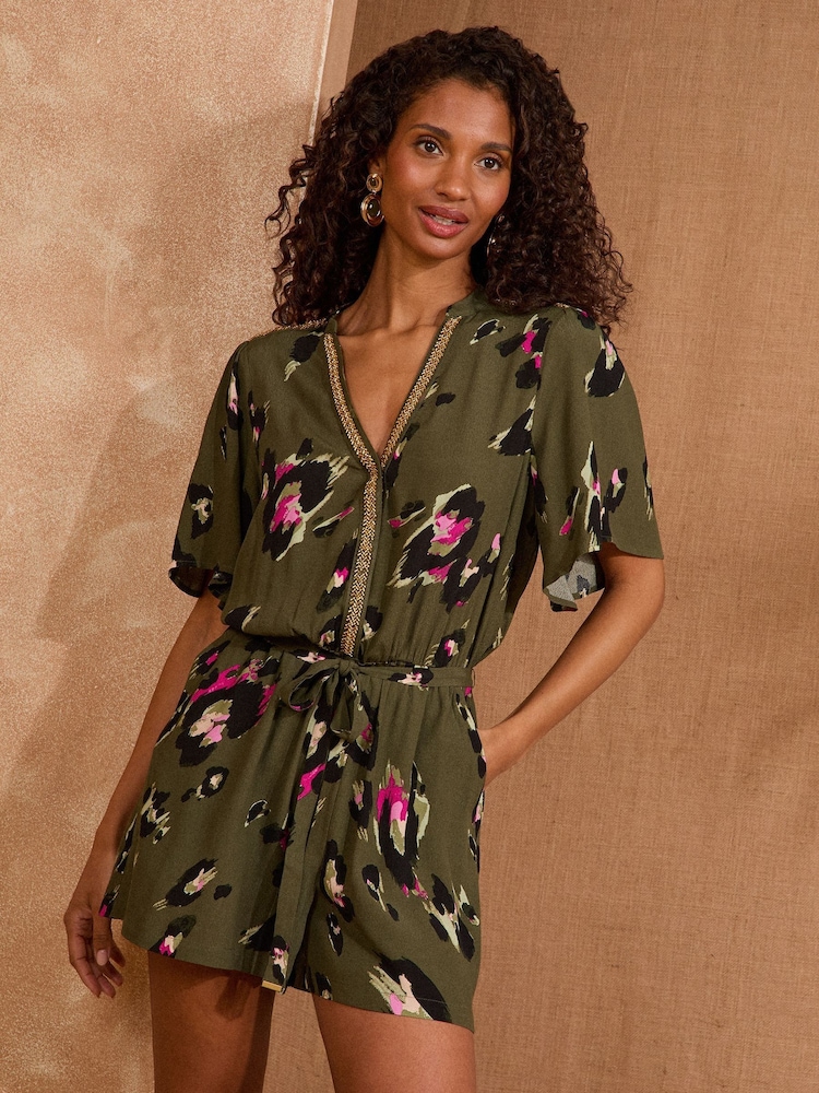 Love & Roses Angel Sleeve Beaded Playsuit - Imagen 1 de 4