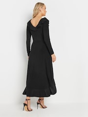 Long Tall Sally Black Long Sleeve Frill ITY Midi Dress - Image 5 of 5