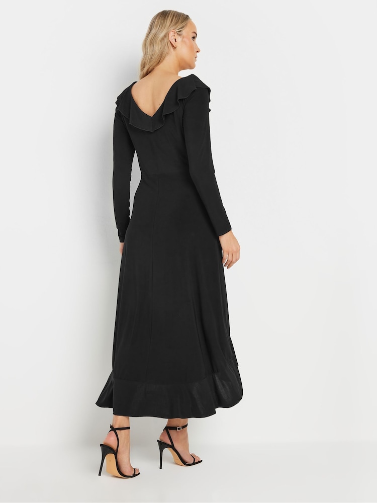 Long Tall Sally Black Long Sleeve Frill ITY Midi Dress - Image 5 of 5