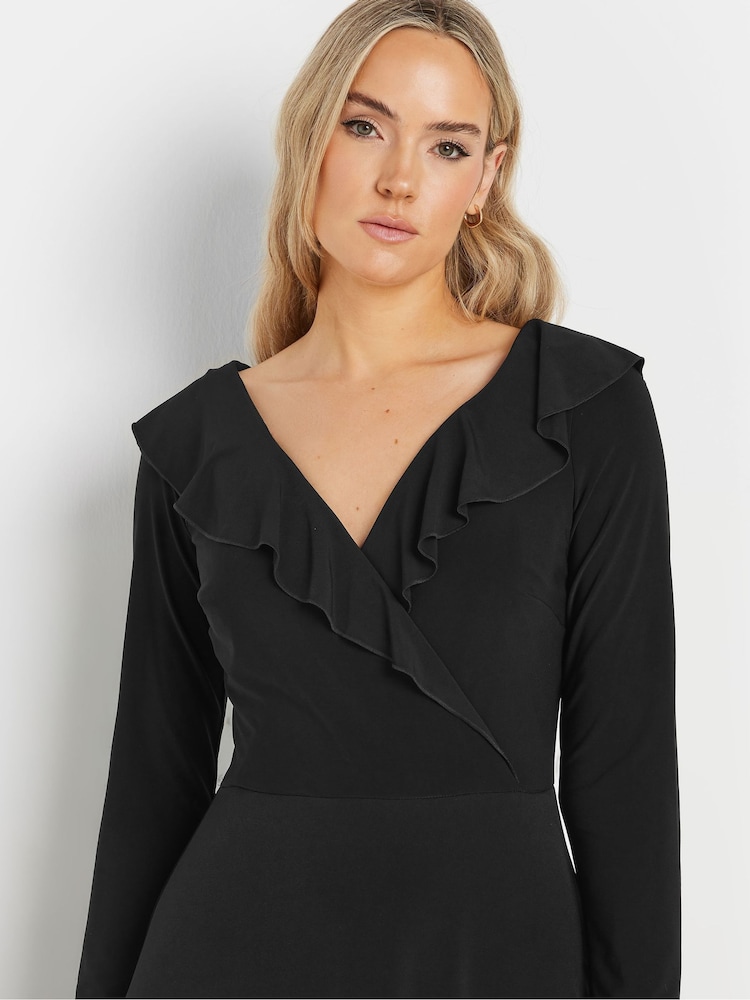 Long Tall Sally Black Long Sleeve Frill ITY Midi Dress - Image 5 of 5 Long Tall Sally Black Long Sleeve Frill ITY Midi Dress - Image 5 of 5