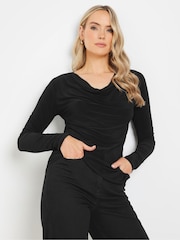 Long Tall Sally Black Cowl Neck Asymmetric Top - Image 1 of 6