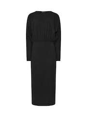 Long Tall Sally Black Textured Batwing Midi Dress - Image 5 of 5