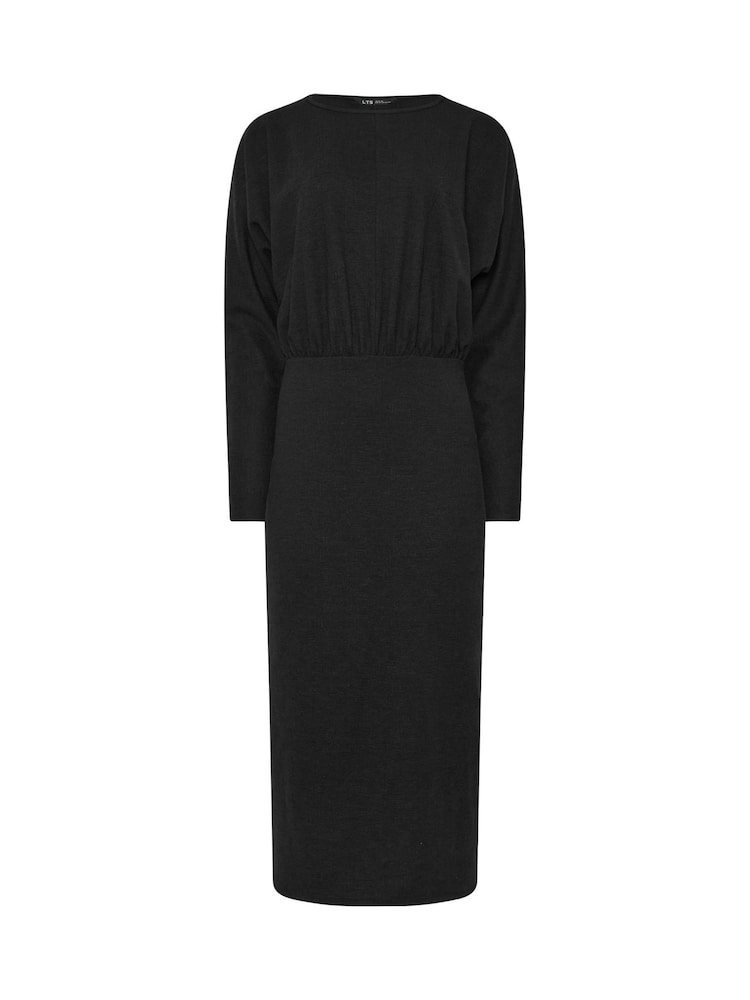 Long Tall Sally Black Textured Batwing Midi Dress - Image 5 of 5
