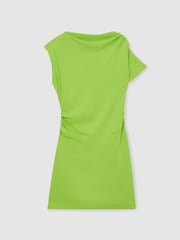 Reiss Green Freya Asymmetric Ruched Mini Dress - Image 2 of 6