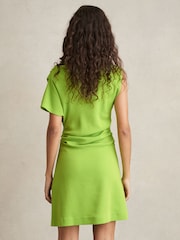 Reiss Green Freya Asymmetric Ruched Mini Dress - Image 5 of 6