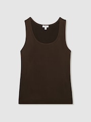 Reiss Chocolate Ruby Silk-Front Cami Top - Image 2 of 6