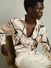 Reiss Stone Suarez Abstract Painted Print Shirt - Image 1 of 6