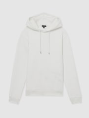 Reiss White Arelo Cotton-Blend Rib-Knit Hoodie - Image 2 of 6