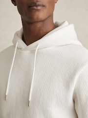 Reiss White Arelo Cotton-Blend Rib-Knit Hoodie - Image 4 of 6
