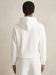 Reiss White Arelo Cotton-Blend Rib-Knit Hoodie - Image 5 of 6