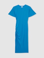 Reiss Bright Blue Tulia Modal-Blend Ruched Midi Dress - Image 2 of 6