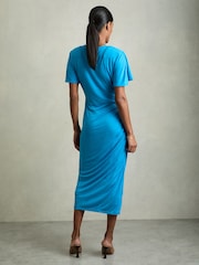 Reiss Bright Blue Tulia Modal-Blend Ruched Midi Dress - Image 5 of 6