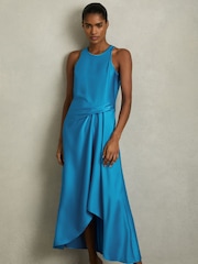 Синий - Атласное платье миди Reiss Micah - Image 1 of 7