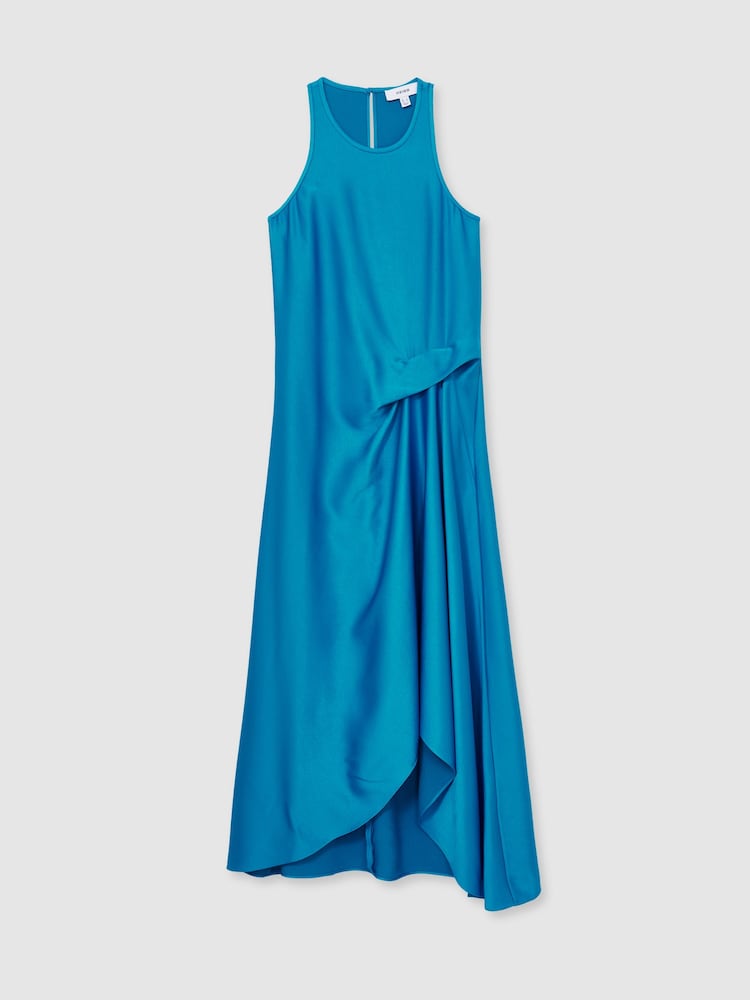 Синий - Атласное платье миди Reiss Micah - Image 2 of 7