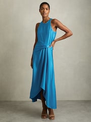 Синий - Атласное платье миди Reiss Micah - Image 3 of 7