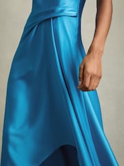 Синий - Атласное платье миди Reiss Micah - Image 4 of 7